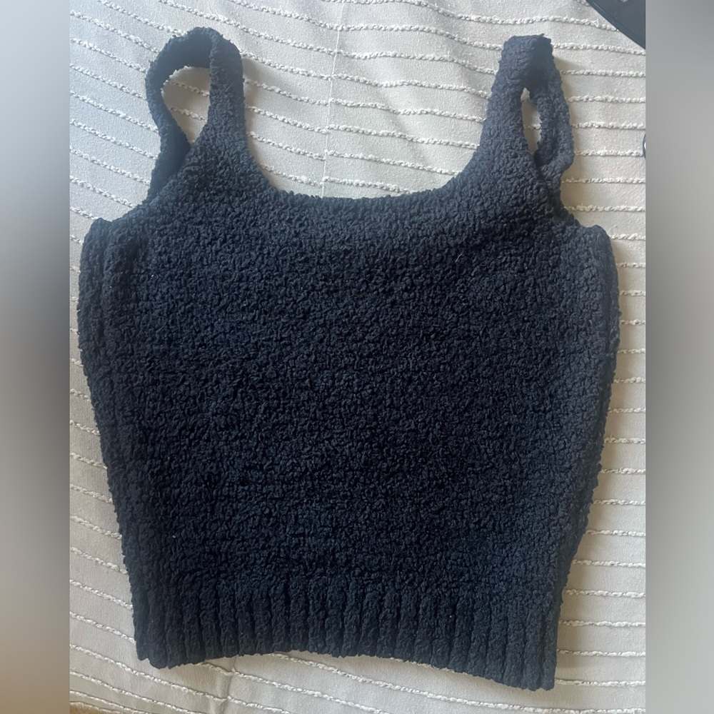 SKIMS black cozy knit tank top
